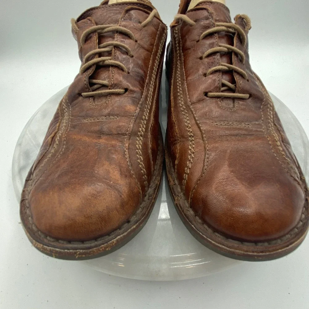 Bata Mens 42 Leather Oxford Shoes Brown Made in Italy 8270 Lace Up Casual Dress